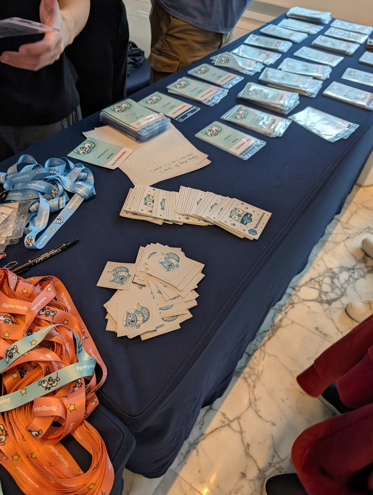 Stickers on a table